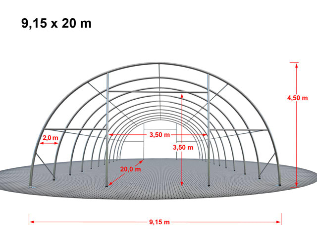 Der Abstand der Vertikal-Bögen beträgt 2 m.