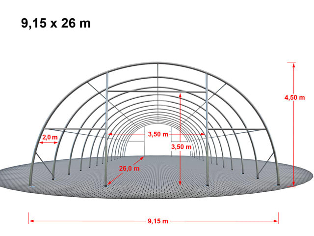 Der Abstand der Vertikal-Bögen beträgt 2 m.
