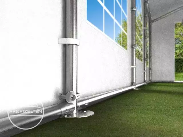 Das hochwertige Partyzelt 5x10 m mit Bodenrahmen aufbauen Das hochwertige Partyzelt 5x10 m mit Bodenrahmen aufbauen